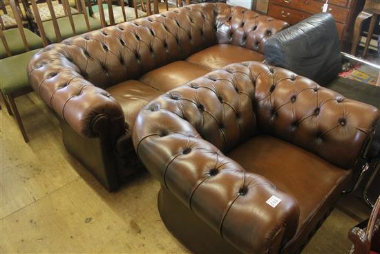 Leather chesterfield sofa & armchair
